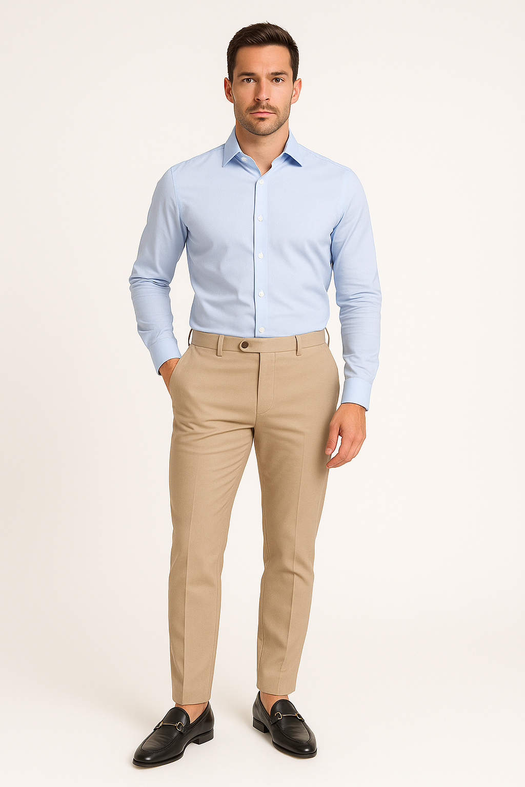 Men’s Trousers – Slim Fit – Tapered Leg – Cotton Blend Stretch – Business Casual