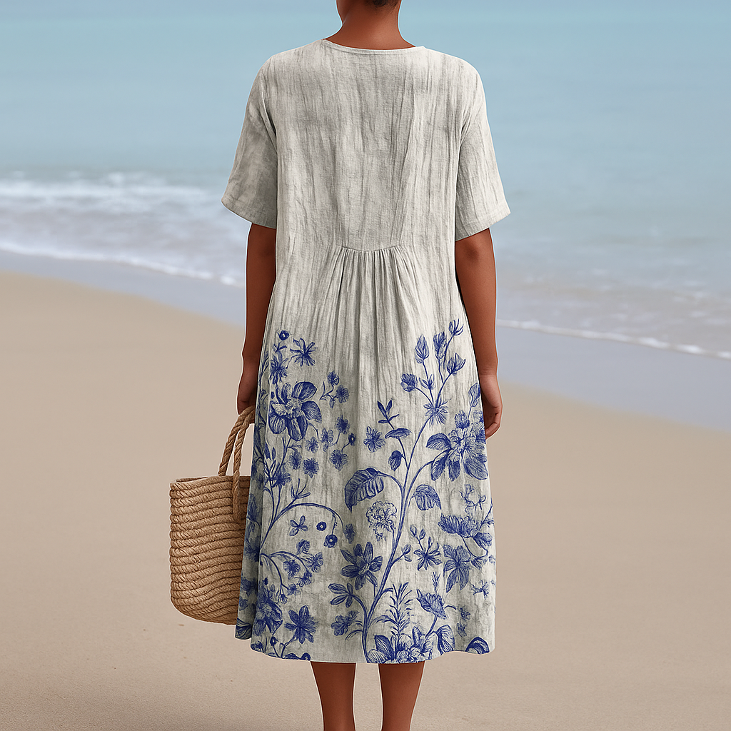 Eloise | Floral Hem V-Neck Midi Dress