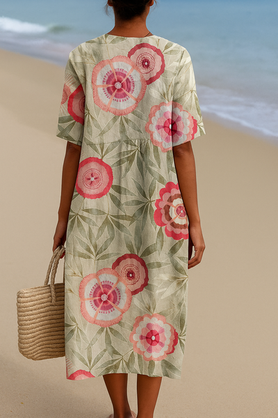 Daisy | Floral V-Neck Midi Dress