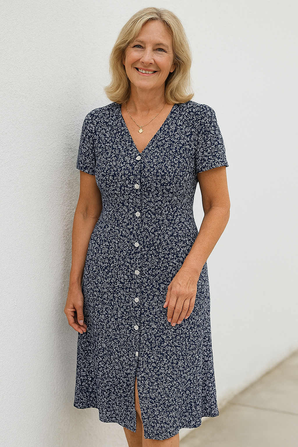 Eliza | Button V-Neck Summer Dress