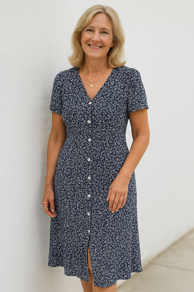 Eliza | Button V-Neck Summer Dress