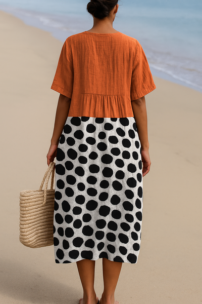 Poppy | Two-Tone Polka Dot V-Neck Dress