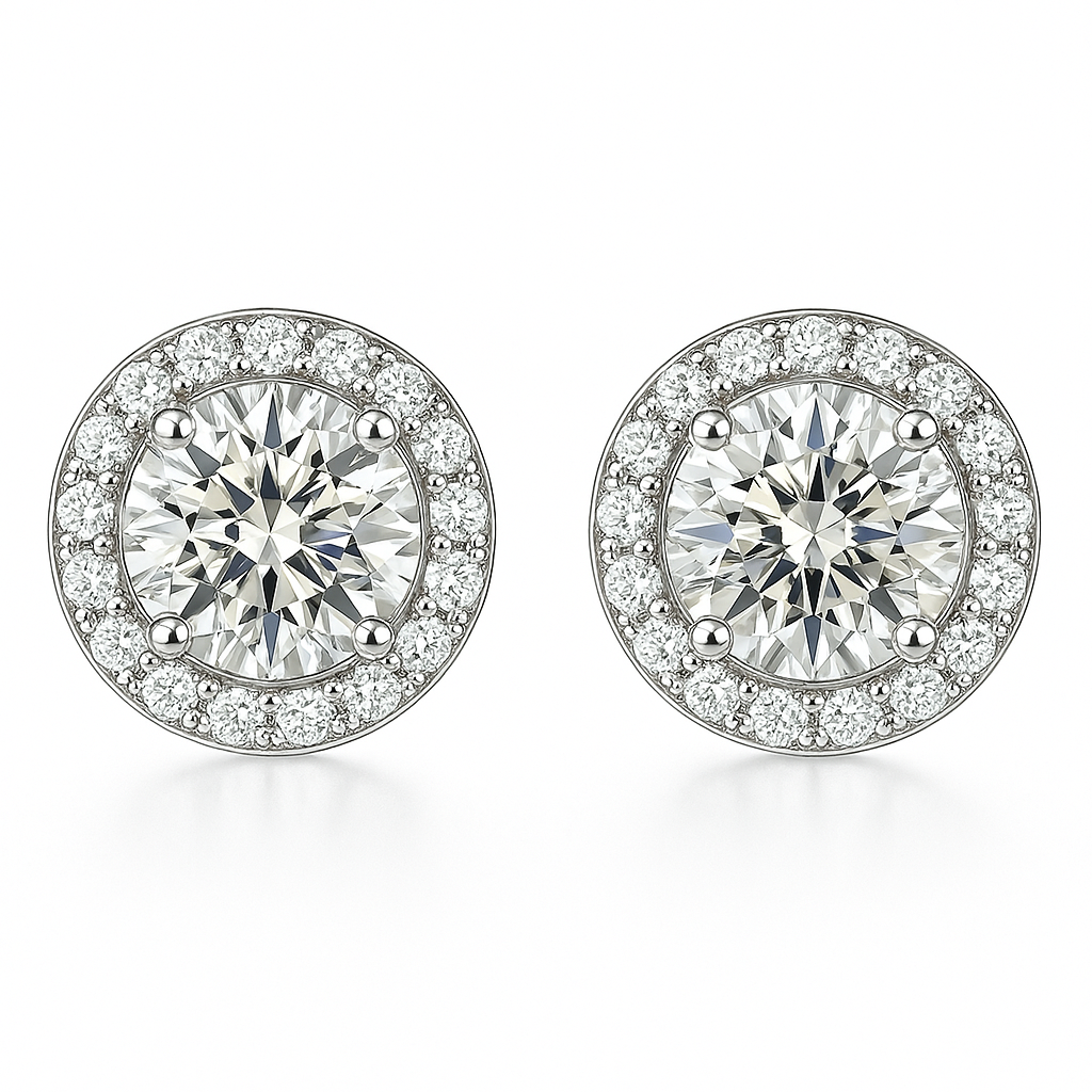 Glacé Glamour round Earrings | White gold 16k