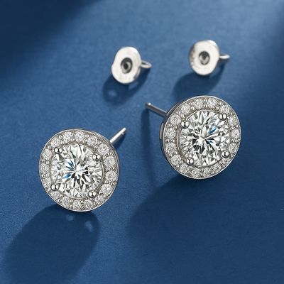 Glacé Glamour round Earrings | White gold 16k