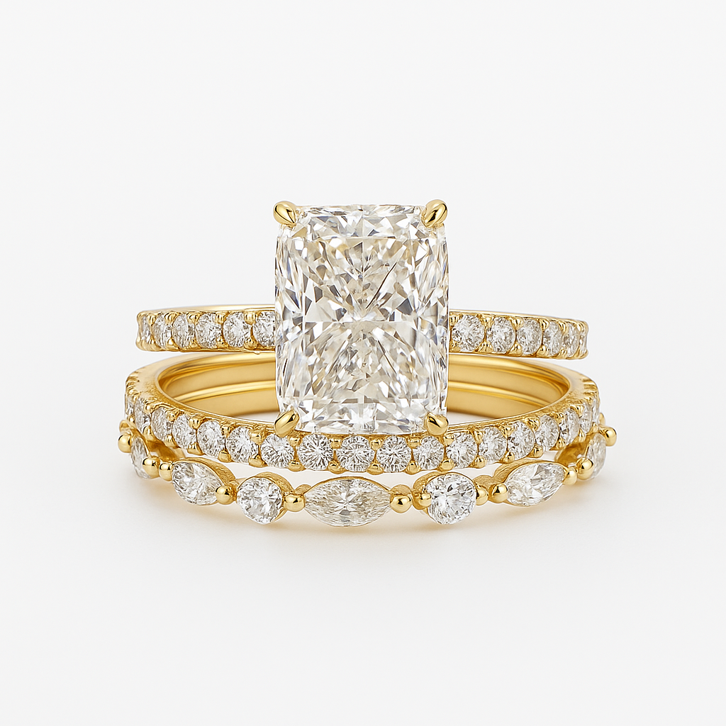 Jaily 3PC Wedding Ring Set | gold 18k