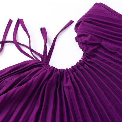 Avencea - Elegant Pleated Dress with Asymmetrical Hem