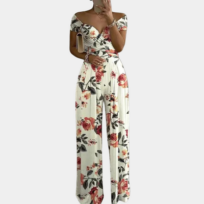 Avencea - Stylish off-shoulder jumpsuit for women with floral print