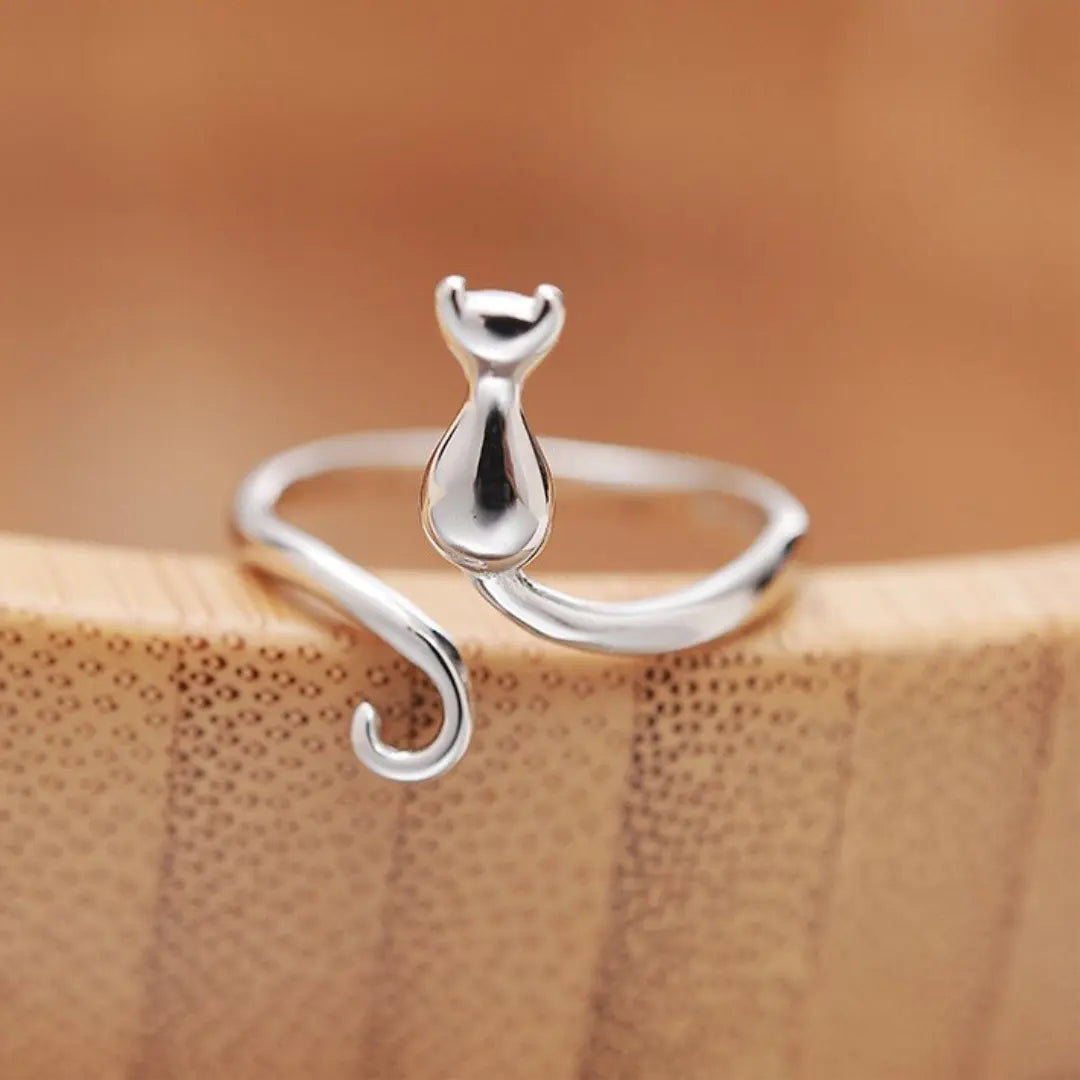 Silver Cat in Boots Ring