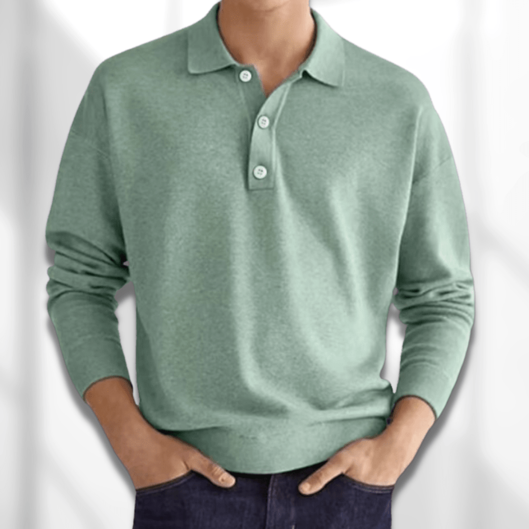Avencea - Long Sleeve Polo Shirt for Men: Stylish Comfort with Every Step