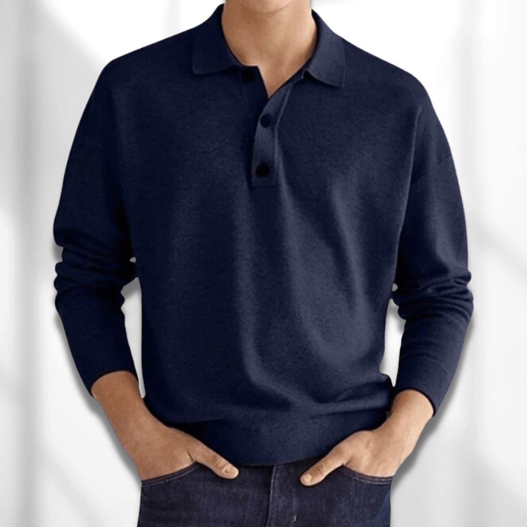 Avencea - Long Sleeve Polo Shirt for Men: Stylish Comfort with Every Step