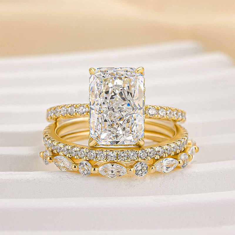 Jaily 3PC Wedding Ring Set | White Gold 18k