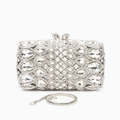 Reina Rhinestones Crystals Clutch Bag - Silver