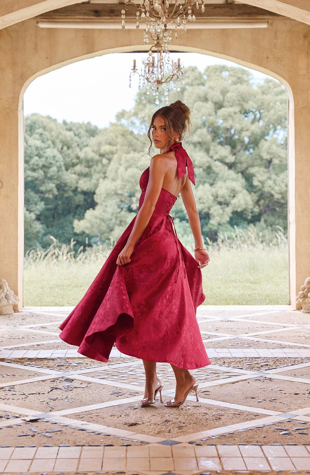 Esmeralda | Halter Sleeveless Midi Dress