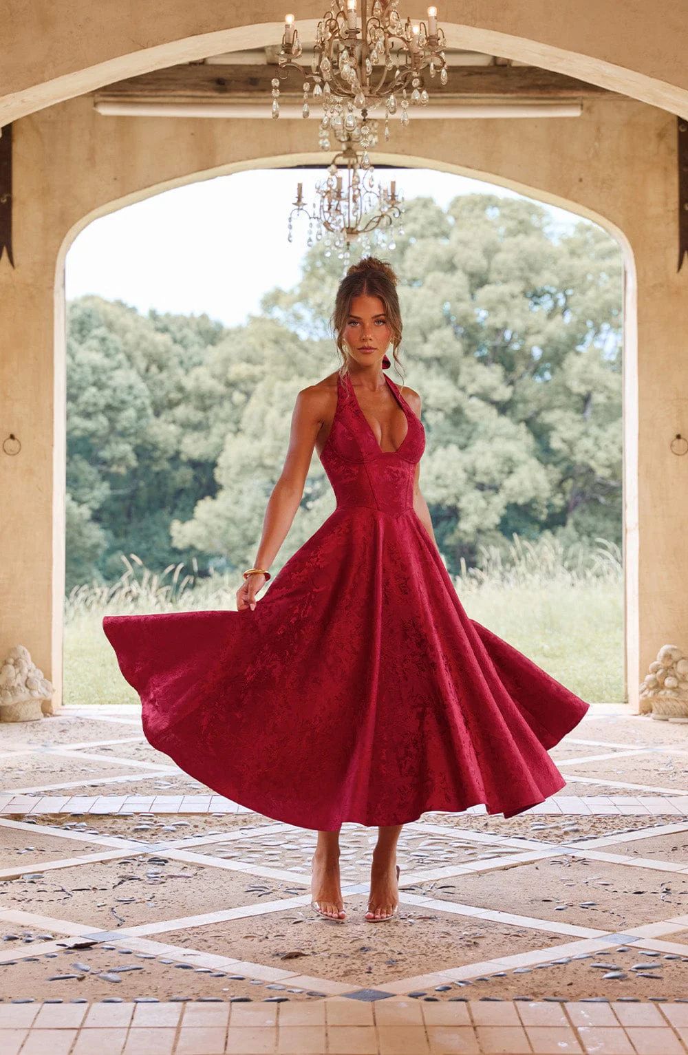 Esmeralda | Halter Sleeveless Midi Dress