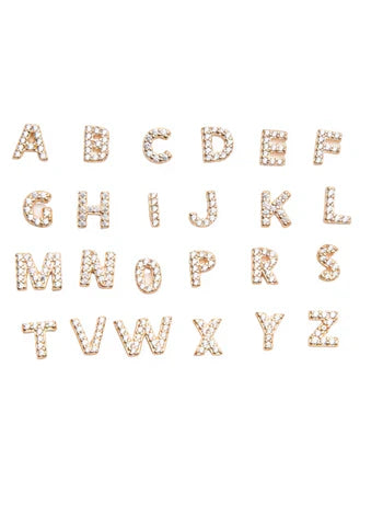 Initial Earring 1pc | White Gold 16k