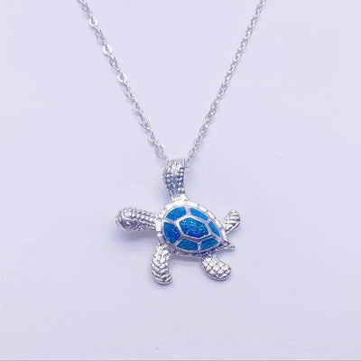 Blue Opal Sea Turtle Necklace
