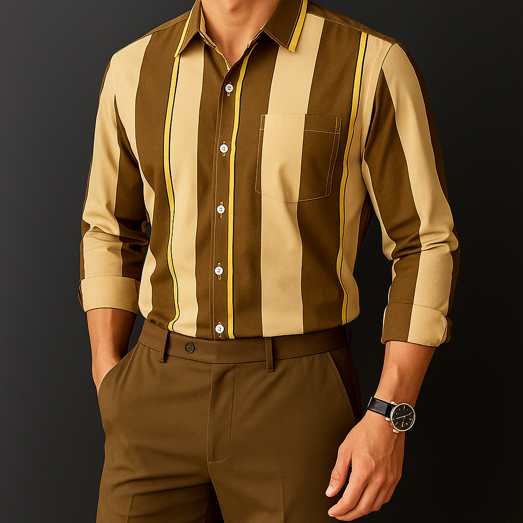 Vertasso – Men’s Bold Panel Stripe Shirt