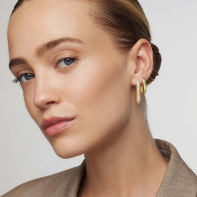 Large Icon Pavé Hoops | Gold 16k