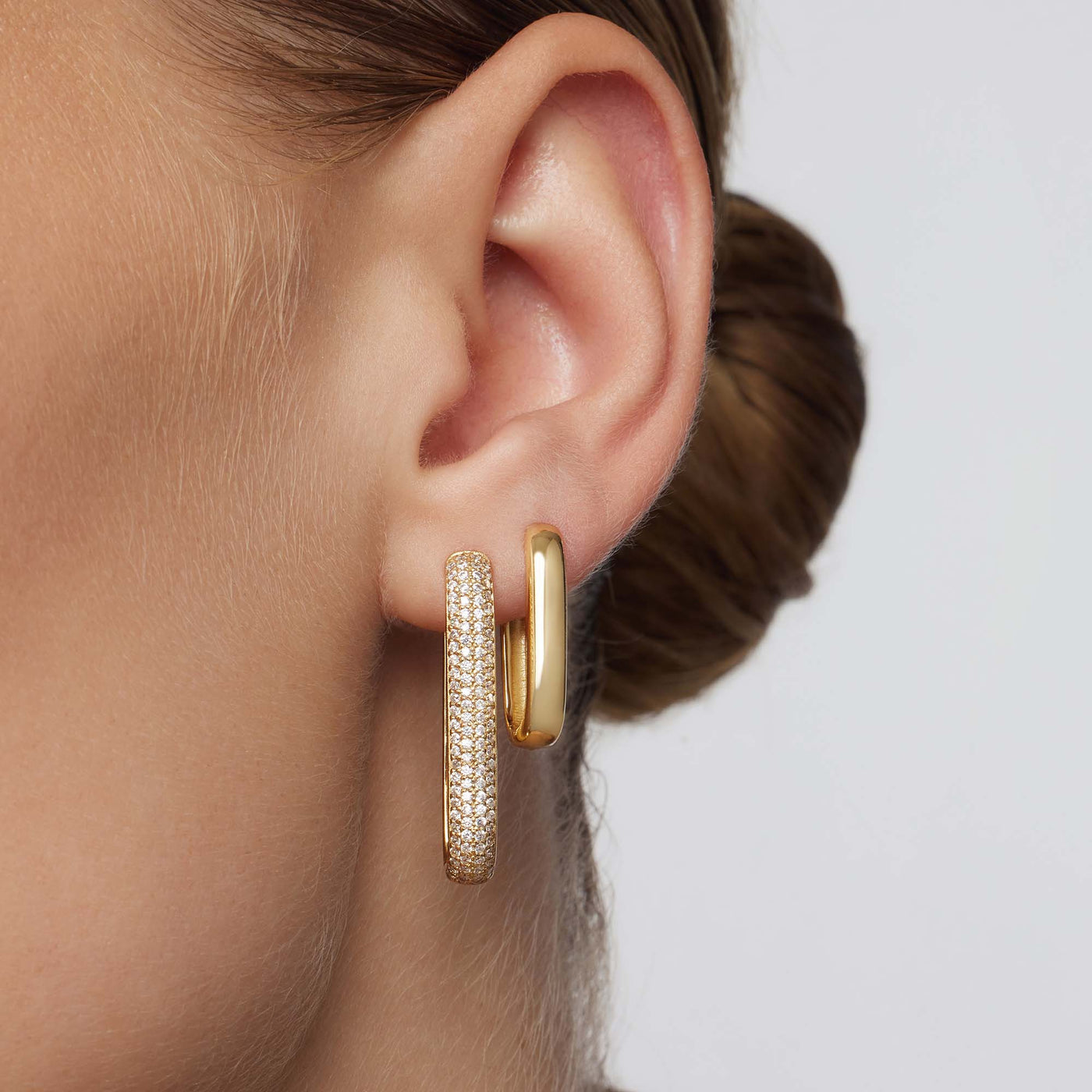 Large Icon Pave Hoops | Gold