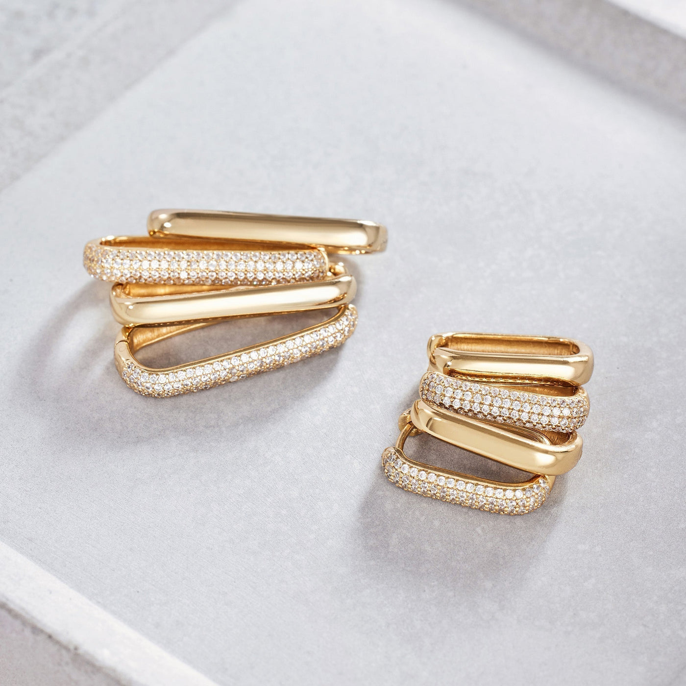 Large Icon Pave Hoops | Gold