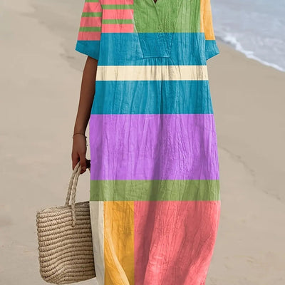 Pippa | Colourblock Breeze V-Neck Midi Dress