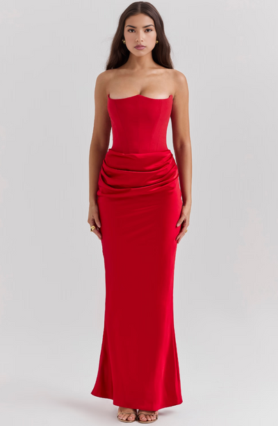 Hera | Elegant Retro Solid Color Strapless Party Dress