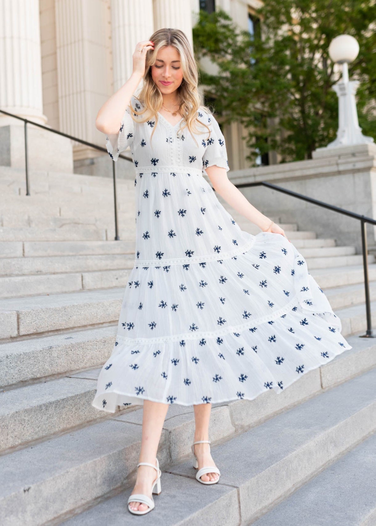 Emma™ – White Embroidered Summer Dress