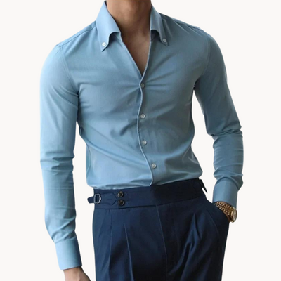 Men’s Button-Up Shirt – Slim Fit – Long Sleeve Formal Office Wear
