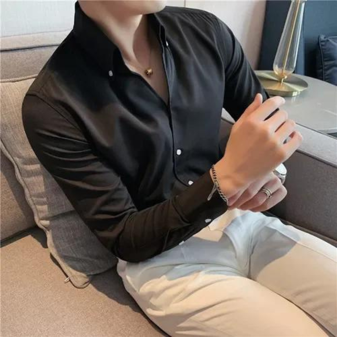 Men’s Button-Up Shirt – Slim Fit – Long Sleeve Formal Office Wear