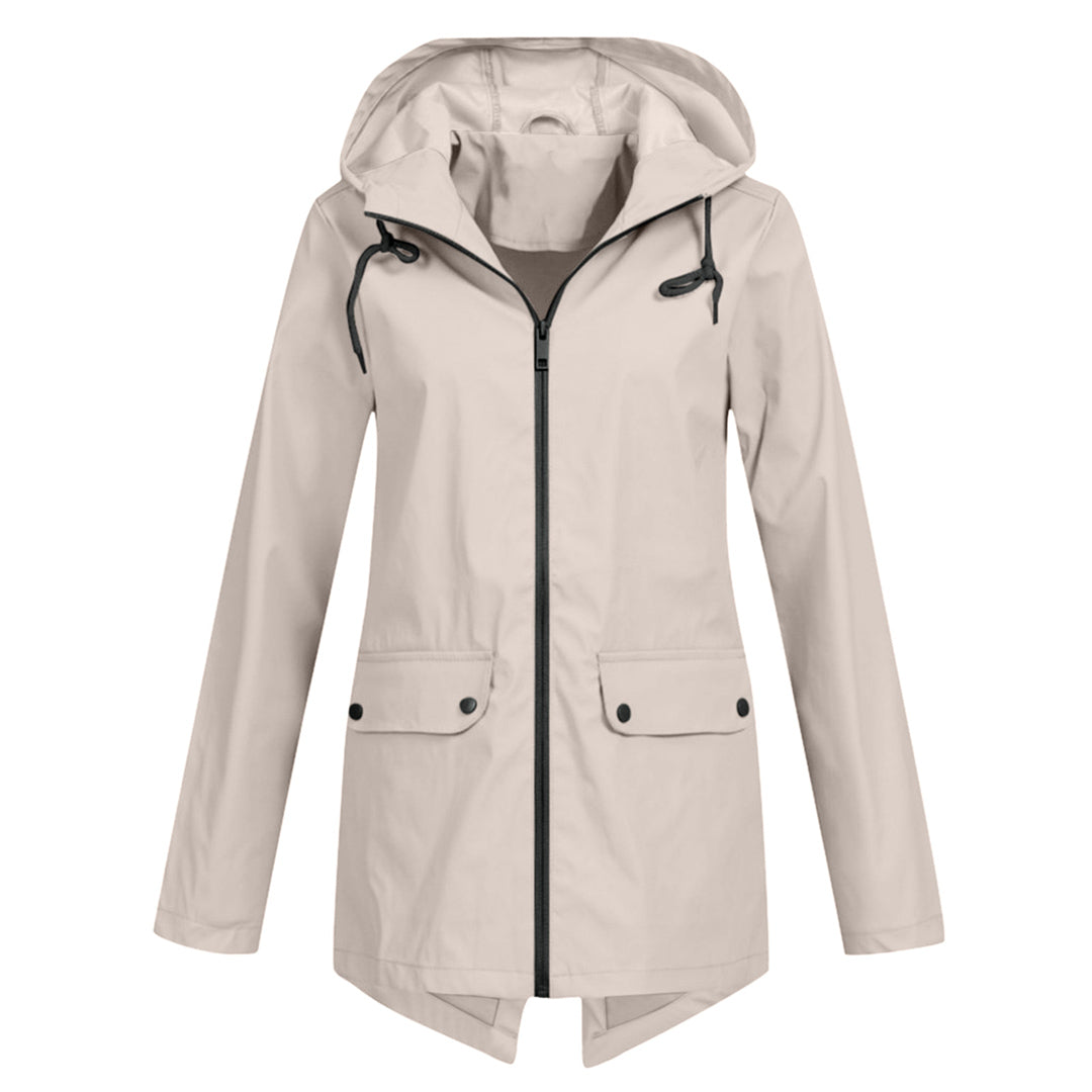 Avencea - Long Waterproof Rain Jacket with Hood for Women