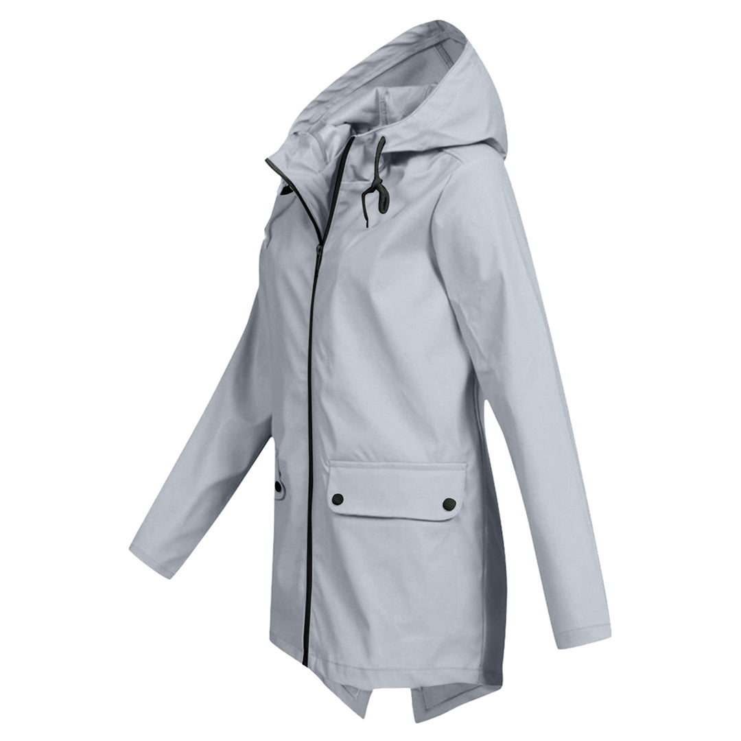 Avencea - Long Waterproof Rain Jacket with Hood for Women