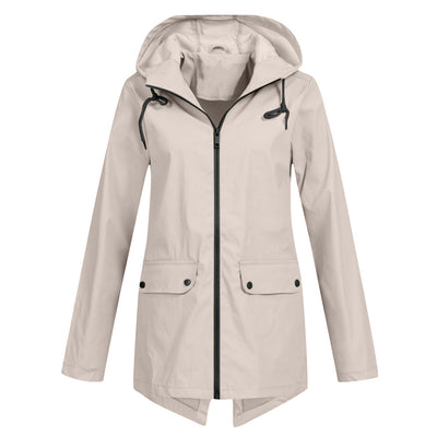 Avencea - Long Waterproof Rain Jacket with Hood for Women