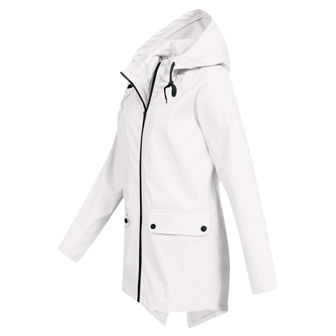 Avencea - Long Waterproof Rain Jacket with Hood for Women