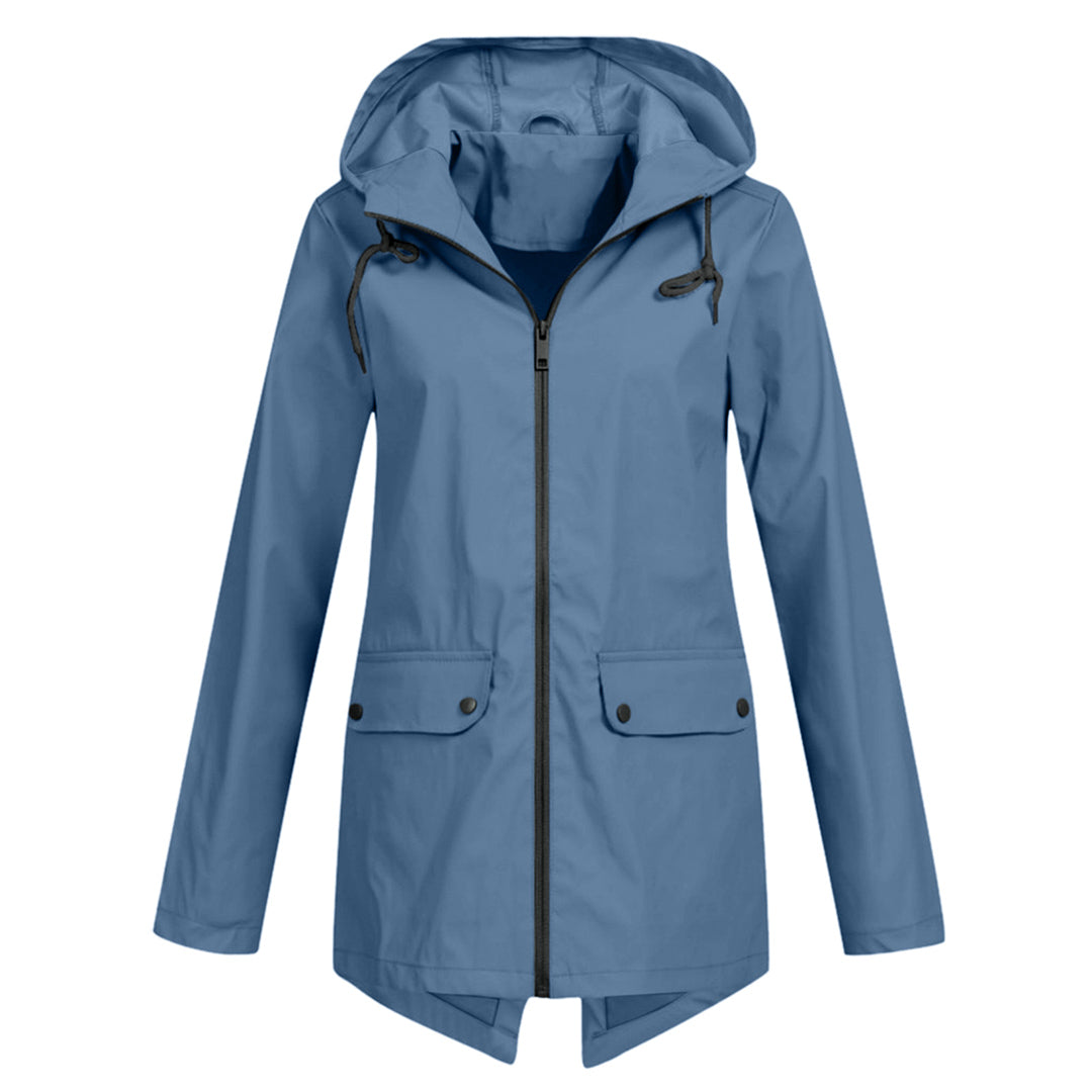 Avencea - Long Waterproof Rain Jacket with Hood for Women