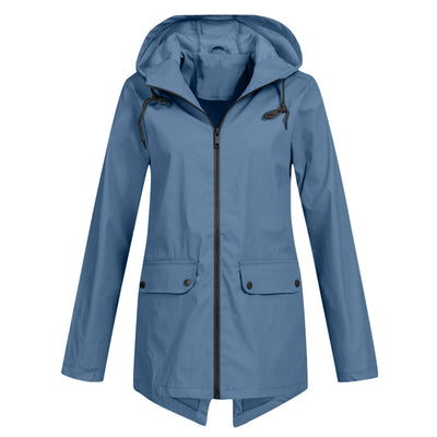 Avencea - Long Waterproof Rain Jacket with Hood for Women