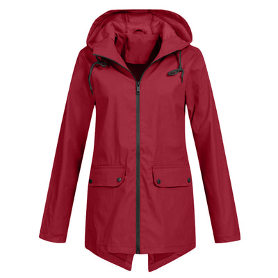 Avencea - Long Waterproof Rain Jacket with Hood for Women