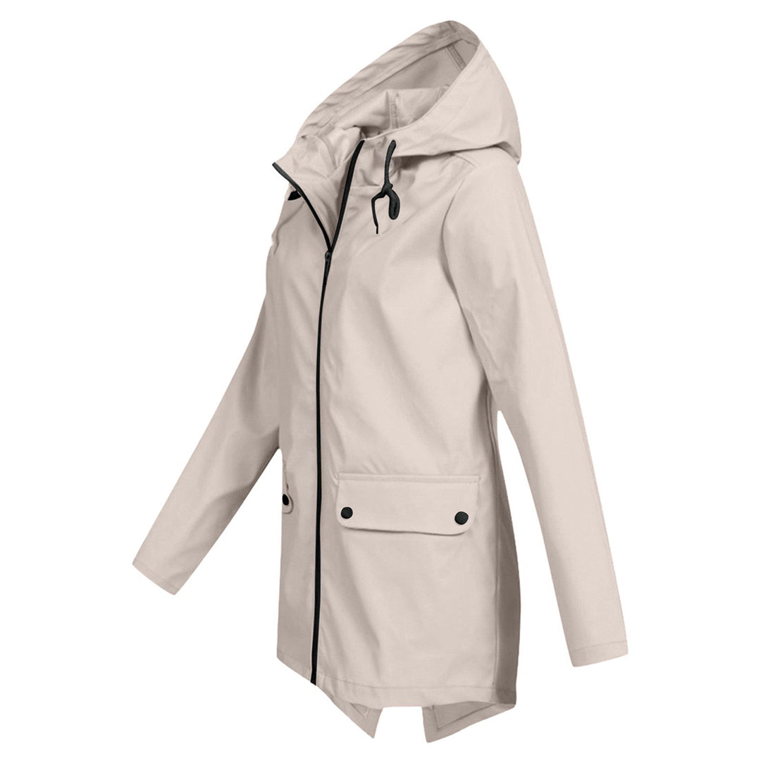 Avencea - Long Waterproof Rain Jacket with Hood for Women
