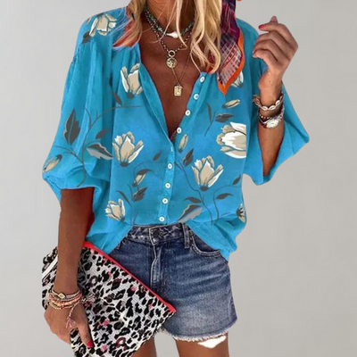 Avencea - Women's blouse with floral print for summer