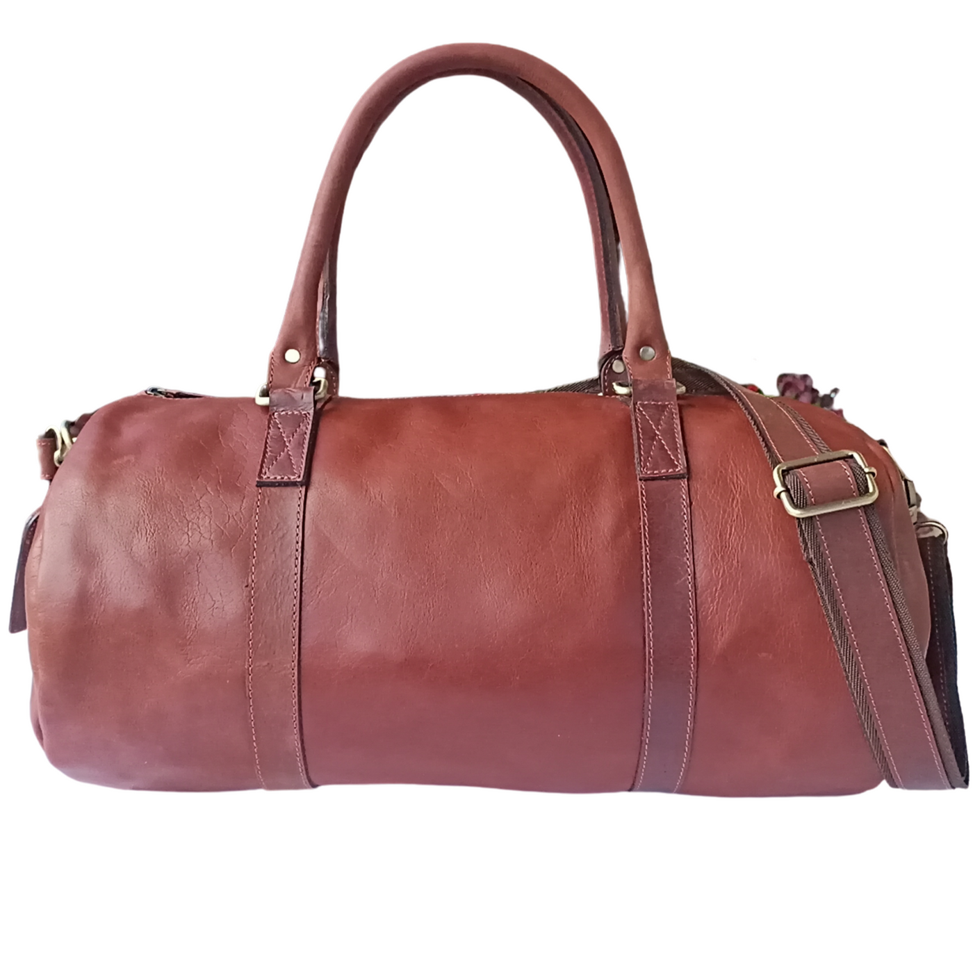 Light Brown Leather Duffel Bag