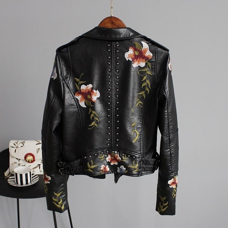 Emma | Stylish Embroidered Leather Jacket