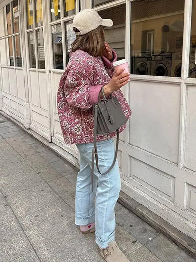 Avery™ - Elegant Floral Print Quilted Jacket