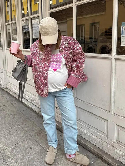 Avery™ - Elegant Floral Print Quilted Jacket