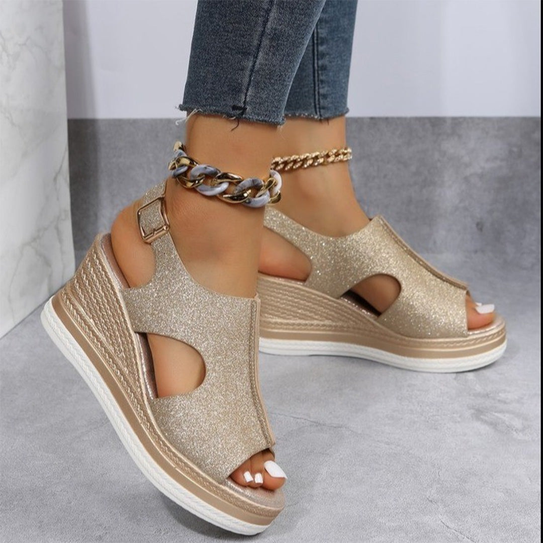 Avencea - Trendy wedge sandals with sparkling details