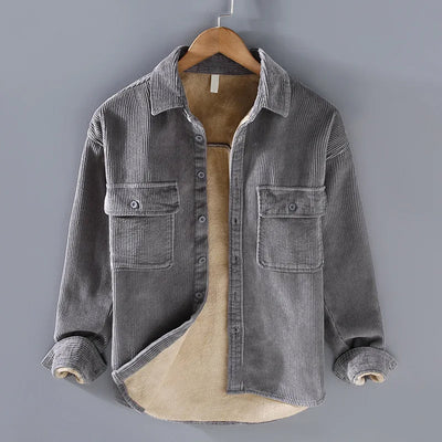 Men’s Corduroy Jacket – Relaxed Fit – Button-Up – Chest Pockets – Soft Texture