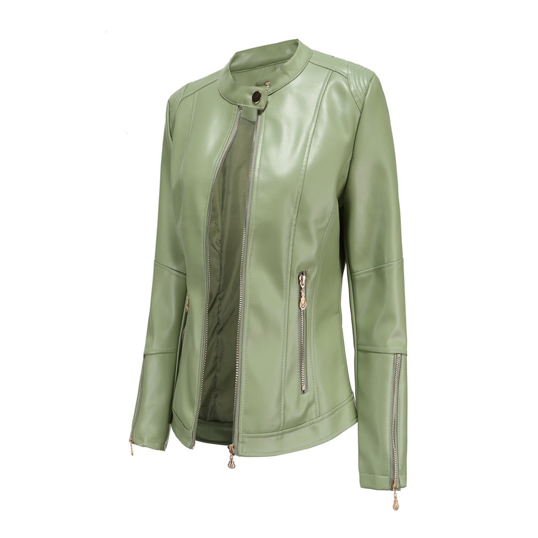 Avencea - Stylish PU Leather Jacket