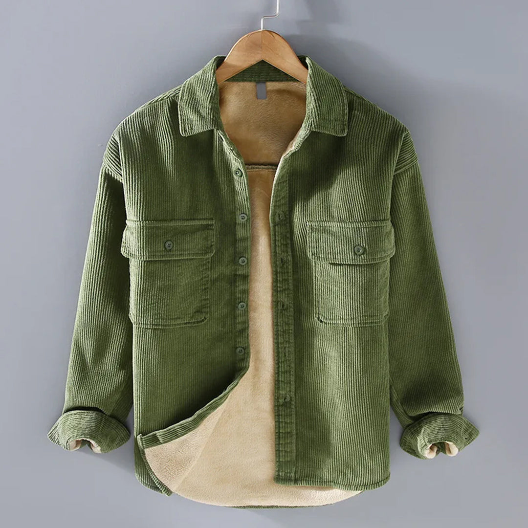 Men’s Corduroy Jacket – Relaxed Fit – Button-Up – Chest Pockets – Soft Texture