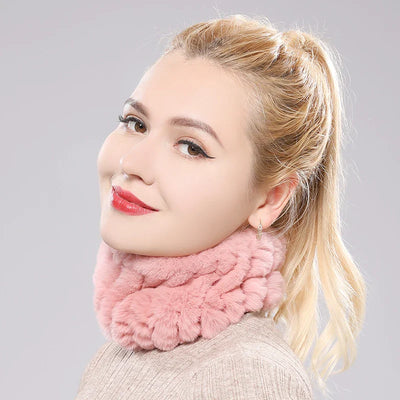 Women Real Fur Handmade Stretch Fur Scarf Knit Genuine Rex Rabbit Fur Headbands Girls Natural Fur Ring Cowl Snood Scarves Winter