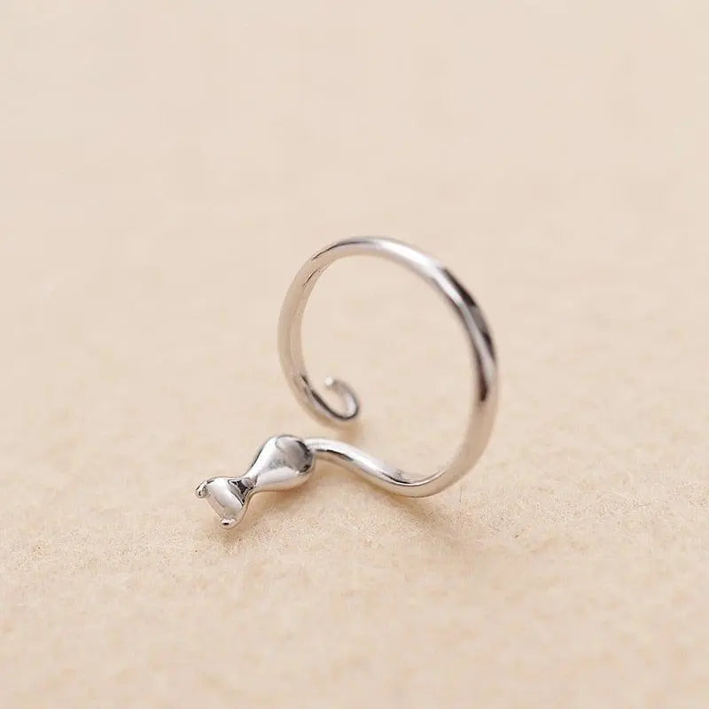 Silver Cat in Boots Ring