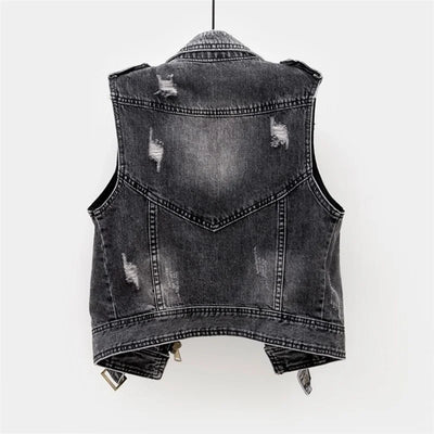 Raven Denim Biker Vest