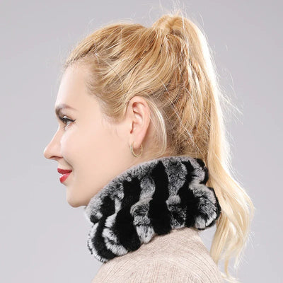 Women Real Fur Handmade Stretch Fur Scarf Knit Genuine Rex Rabbit Fur Headbands Girls Natural Fur Ring Cowl Snood Scarves Winter